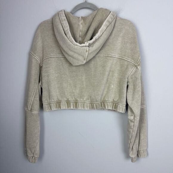 URBAN OUTFITTERS | Yogi Cropped Zip Fleece Hoodie Acid Wash Green Women’s Size M - Picture 10 of 11